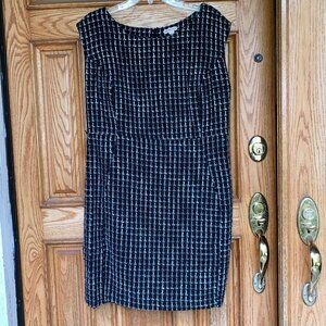 Tweed Sleeveless Black White Patterned Dress